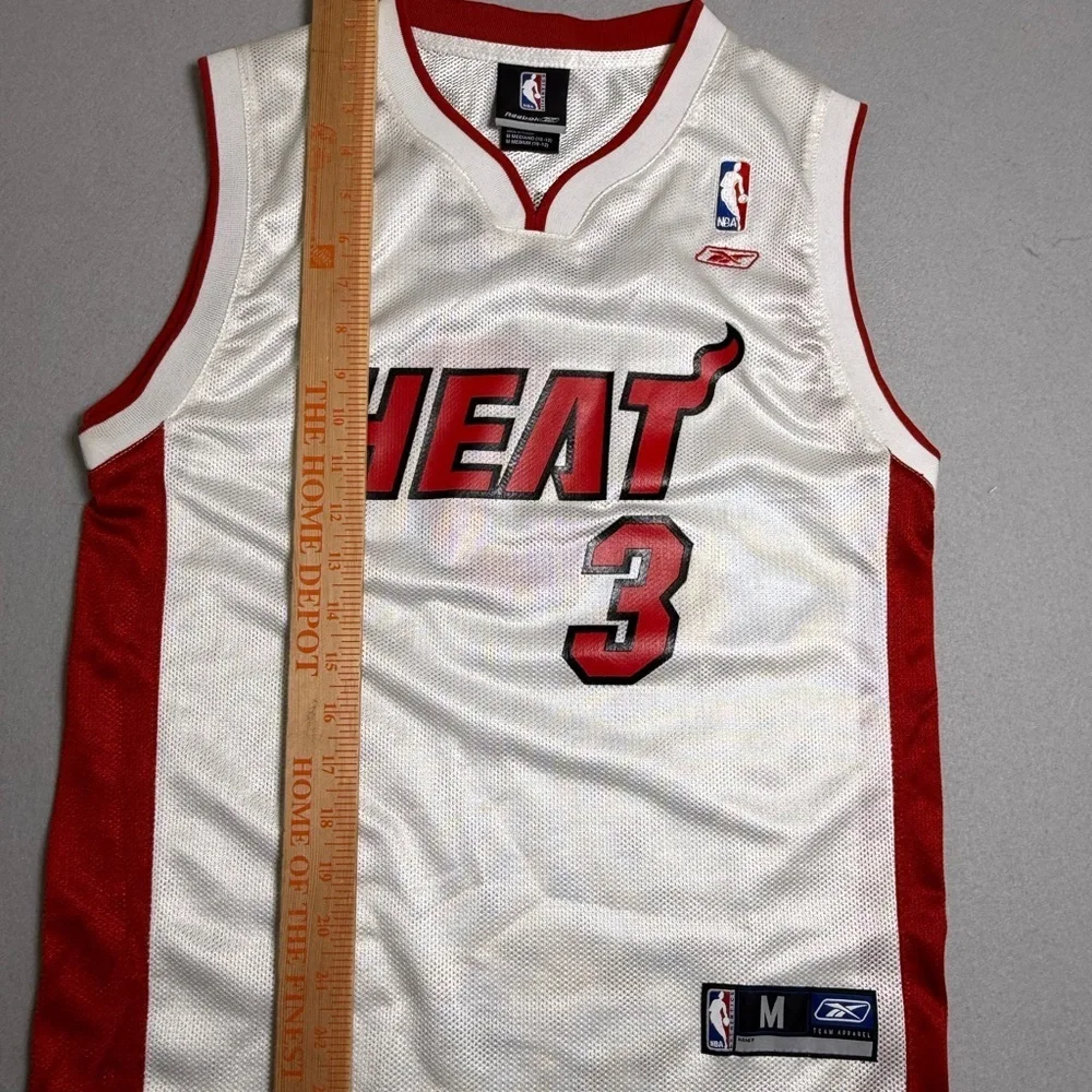 Dwayne Wade # 3 Miami Heat M Youth Reebok White Red Jersey Sz Medium (10-12) NBA